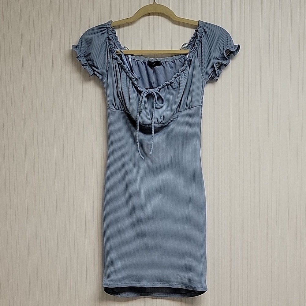 21 Saints light blue ribbed babydoll dress women's small empire waist New